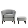 BRINJOY Velvet Accent Chair with Ottoman, Modern Barrel Chair Armchair for Living Room, Bedroom, Gray - 3 of 4