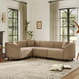 Christopher Knight Home Isolde Contemporary 104" 4-Seater L-Shaped Boucle Upholstery Curved Sectional Sofa - 1 of 4