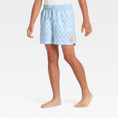 Детские купальники Art Class Boys' Circular Geometric Swim Trunks with Built in Boxers - art class™ Cream/Sunset Blue L