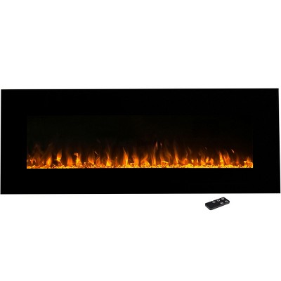 Hastings Home 54" Wall-Mounted LED Electric Fireplace – Black