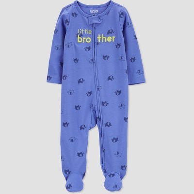 Carter's Just One You®️ Baby Boys' 'Little Brother' Footed Pajama - Blue 3M