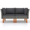 vidaXL Corner Sofas 2 pcs Poly Rattan and Solid Eucalyptus Wood - 2 of 4