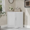 Spassway Trapezoidal Wood Corner Cabinet Freestanding Corner Shelf with 5 Doors Storage Cabinet for Living Room Bathroom Kitchen Bedroom - 2 of 4