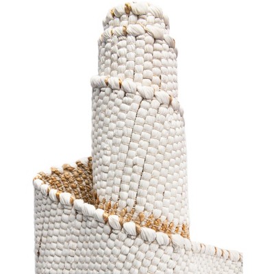 Handwoven Braided Cotton-Jute Geometric Runner in White and Natural