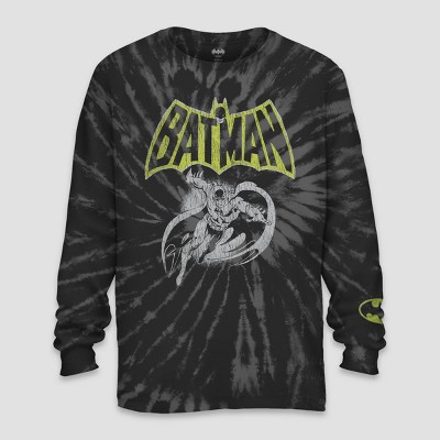 Men's Batman Long Sleeve Graphic Shirt - Black/Charcoal Gray