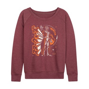 Women's - Star Wars - Darth Vader Grip On The Galaxy Lightweight French Terry Wide Neck Long Sleeve Graphic Shirt - 1 of 4