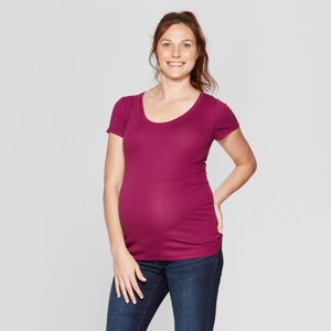 Maternity Short Sleeve Scoop Neck T-Shirt - Isabel Maternity by Ingrid & Isabel Purple L, Women