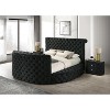 Vynxaria Luxurious Oval Nightstand - Plush Tufted Upholstery, 8mm Tempered Glass Top, 2 Drawers with Sparkling Knobs - 4 of 4