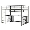 Loft Bed With Desk, Loft Bed Frame With Storage Drawers, Cabinets, Bedside Tray, Charging Station, USB And Socket For Bedroom - 4 of 4
