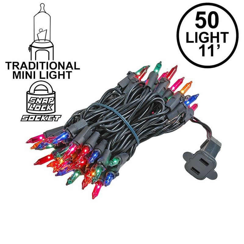 Novelty Lights 50 Light Incandescent Mini Christmas String Lights Black Wire 11 Feet, 4 of 6