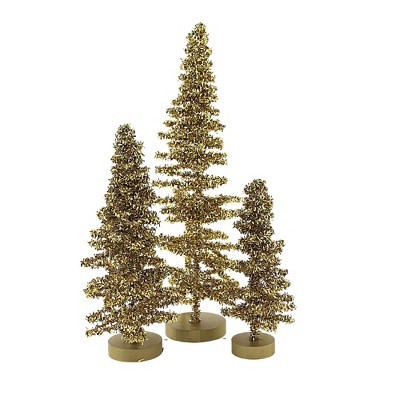 Cody Foster 12.0" Tensel Tree Gold Set/3 Christmas Sparkly Shiney  -  Decorative Figurines