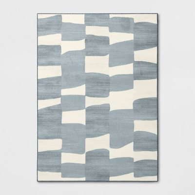 5'x7' Organic Shapes Area Rug Blue - Room Essentials™: Abstract Tufted, Fade & Stain-Resistant, Indoor Use