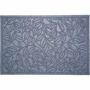 HomeRoots 24" X 36" Gray Botanical Leaves Outdoor Polypropylene Door Mat - 1 of 4