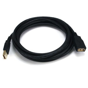 Monoprice USB 2.0 Extension Cable - 10 Feet - Black | Type-A Male to USB Type-A Female, 28/24AWG, Gold Plated Connectors - 1 of 4