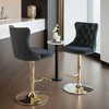 Modern Bar Stools Set of 2, Adjustable Swivel Counter Height Bar Stools with Back, Upholstered Bar Height Chairs with Golden Footrest - Leovsnove - 3 of 4