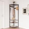 Corner Coat Rack with Storage Bench,Entryway Clothes Rack with Shelf,Corner Coat Rack with 6 Double Hooks,Wooden Hanger Stand for Jackets and Shoes - 4 of 4