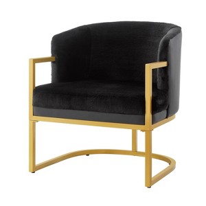 Accent Chair Upholstered Armchair Cozy Reading Chair with Gold Metal Frame - ModernLuxe - 1 of 4