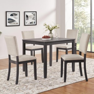 SEVOBAL Dining Tables 5 Piece Modern Wooden Dining Table Set with 4 Chairs Stylish and Space Saving for Kitchen, Black, 34.5"*34.5"*30" - 1 of 4