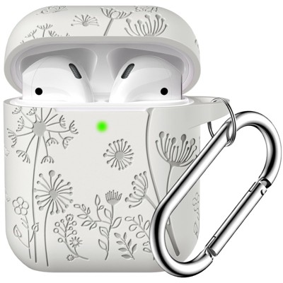 BONGEEK for AirPod Case 2nd 1st Generation Case Cover, Flower Engraved Full Protective Case Soft Silicone Pattern LED Visible,Starlight