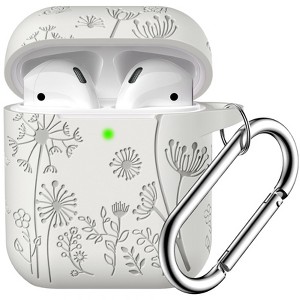 BONGEEK for AirPod Case 2nd 1st Generation Case Cover, Flower Engraved Full Protective Case Soft Silicone Pattern LED Visible,Starlight - 1 of 4