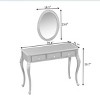 Makeup Vanity Desk with Oval Mirror Drawers and Carved Legs for Small Spaces or Entryway-3irtyhousy - 4 of 4