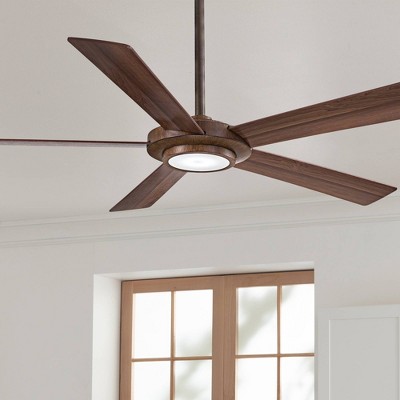 52" Distressed Koa LED Ceiling Fan with Remote and Reversible Blades