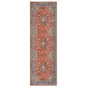 World Rug Gallery Marin Red Medallion Traditional Indoor Rug – Flatweave, Washable Surface with Non-Slip Backing - 1 of 4