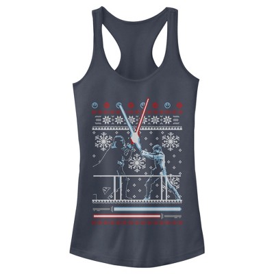 Juniors Womens Star Wars Lack Of Cheer Ugly Christmas Sweater Racerback Tank  Top - Black - Medium : Target