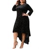 Agnes Orinda Women's Plus Size Mermaid Round Neck High Low Hem Maxi Velvet Formal Dresses - 2 of 4