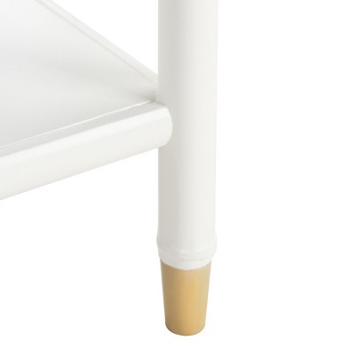 Elegant White and Gold Bamboo-Style Storage End Table