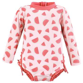 Hudson Baby Girls Rashguard Toddler Swimsuit, Watermelon