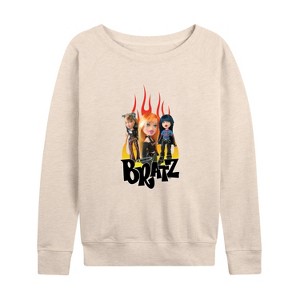 Women's - Bratz - Y2K Logo Lightweight French Terry Wide Neck Long Sleeve Shirt - 1 of 4