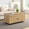 39'' MDF Wood Lift‑Top Coffee Table with Hidden Storage for Living Room,Multi-Functional Coffee Table with 4 Stools for Small Space-Coolbibila - 3 of 4