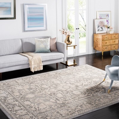 Gray Floral Synthetic 8' x 10' Area Rug