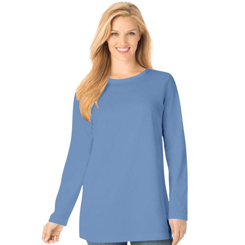 Woman Within Women's Plus Size Perfect Long-Sleeve Crewneck Tee, 1 of 3