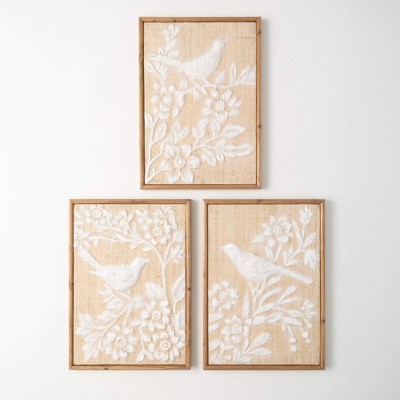 Sullivans Bird And Botanicals Art Set of 3 20.5"H; Brown