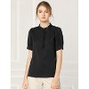 Allegra K Women's Work Office Half Placket Ruffled Puff Sleeve Blouse - 2 of 4