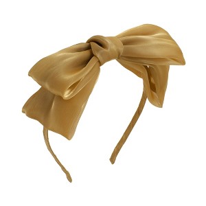 Unique Bargains Exquisite Gauze Shiny Silk Bow Headband 1 Pc - 1 of 4