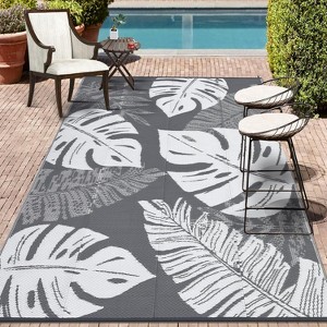 Waterproof Outdoor Rug – Reversible Plastic Straw Rug, Foldable, UV-Resistant with Bag & Stakes for Patio, RV, Camping, Picnic, Deck - 1 of 4