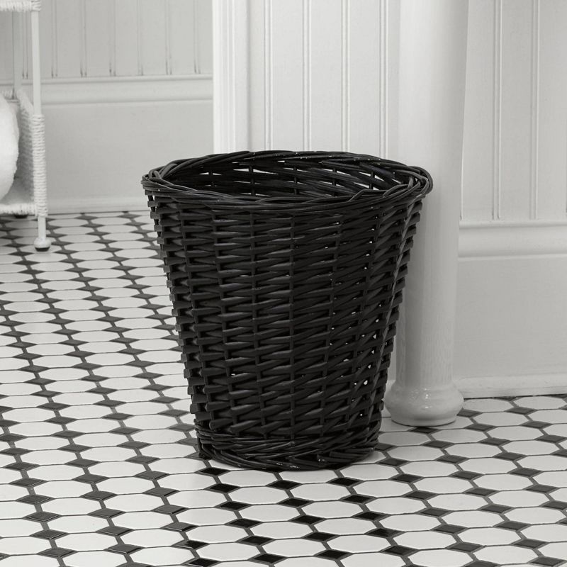 Household Essentials Wicker Waste Basket Black, 3 of 7