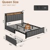 Linen Upholstered Bed Frame with Storage Headboard and 2 Drawers, Platform Bed with Built-in Charging Station, Heavy Duty, No Box Spring Needed - 2 of 4