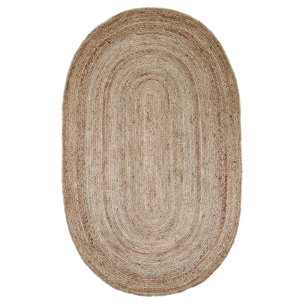 9'x12' Oval Hand Woven Rigo Jute Area Rug Natural - nuLOOM