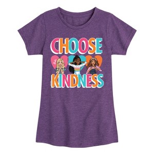 Girls' - Barbie - Multi-Color Choose Kindness Fitted Short Sleeve Graphic T-Shirt - 1 of 4
