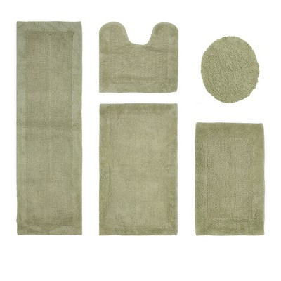 Edge Bath Rug 100% Premium Cotton Ultra-Soft Water Absorbent Tufted Solid Reversible 5 Piece Bathroom Rug Set for Machine Washable Bathmat