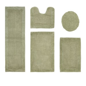 Edge Bath Rug 100% Premium Cotton Ultra-Soft Water Absorbent Tufted Solid Reversible 5 Piece Bathroom Rug Set for Machine Washable Bathmat - 1 of 2