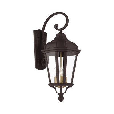 Elegant Morgan Bronze 3-Light Outdoor Lantern with Clear Glass
