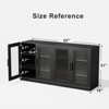 PexFix 62" W x 31" H Large Sideboard Buffet Cabinet with 4 Glass Doors 2 Adjustable Shelves for Kitchen Living/Dinning Room Bedroom Entryway Black - 4 of 4