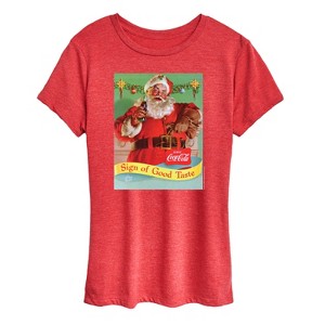 Women's - Coca-Cola - Vintage Christmas Santa Sign Of Good Taste Short Sleeve Graphic T-Shirt - 1 of 4