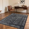 Vintage Distressed Floral Hallway Rug, Machine Washable, Non-Slip Indoor Carpet for Kitchen, Bathroom,Bedroom, Office,Retro Accent, Easy-Clean, Black - 4 of 4