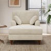 Whisen Oversized Corduroy Chaise Lounge Chair & Sleeper Sofa Chair with 2 Comfy Pillows, Rolled Arms - Beige - 3 of 4